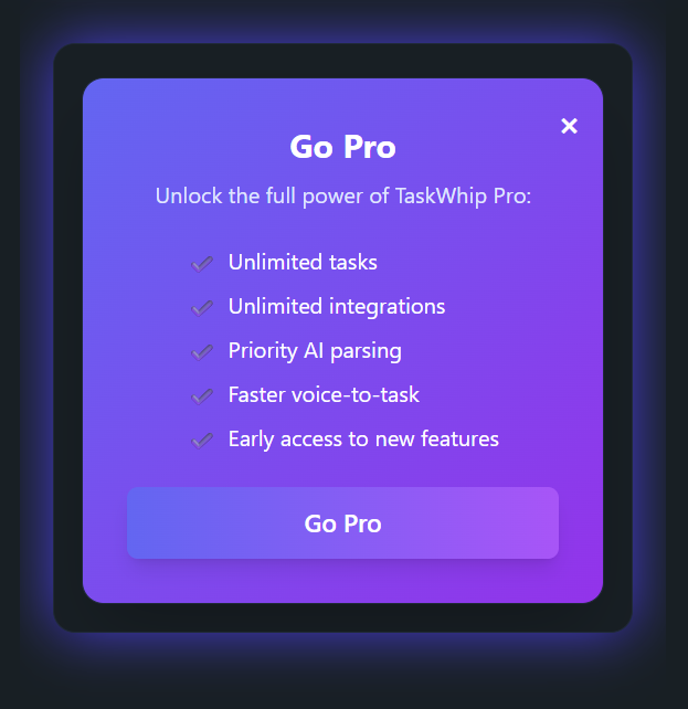 TaskWhip Pro Features